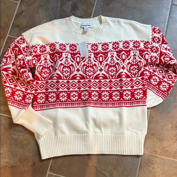 LANDS END RED HOLIDAY SWEATER- size XS NWT - Picture 2 of 4